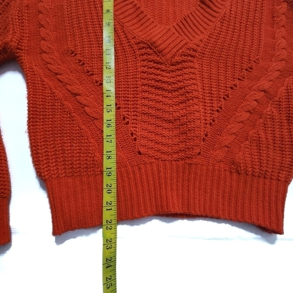 TWIK By Simons Orange Knitted V-Neck Sweater - Picture 5 of 9